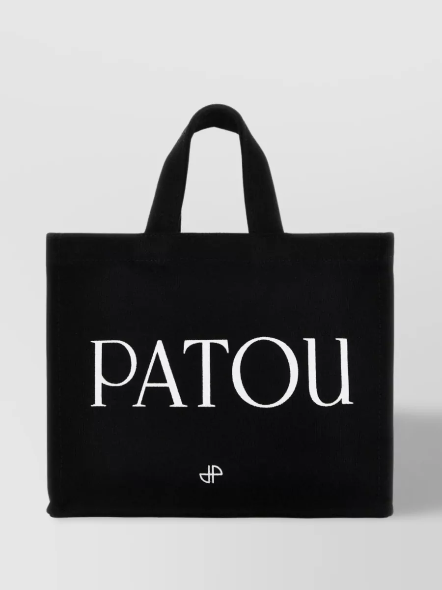 Shop Patou Cotton Tote With Removable Shoulder Strap In Black