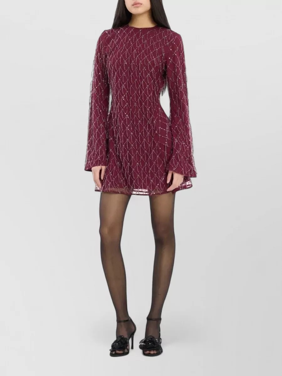 Rotate Sequined Flared Mini Dress