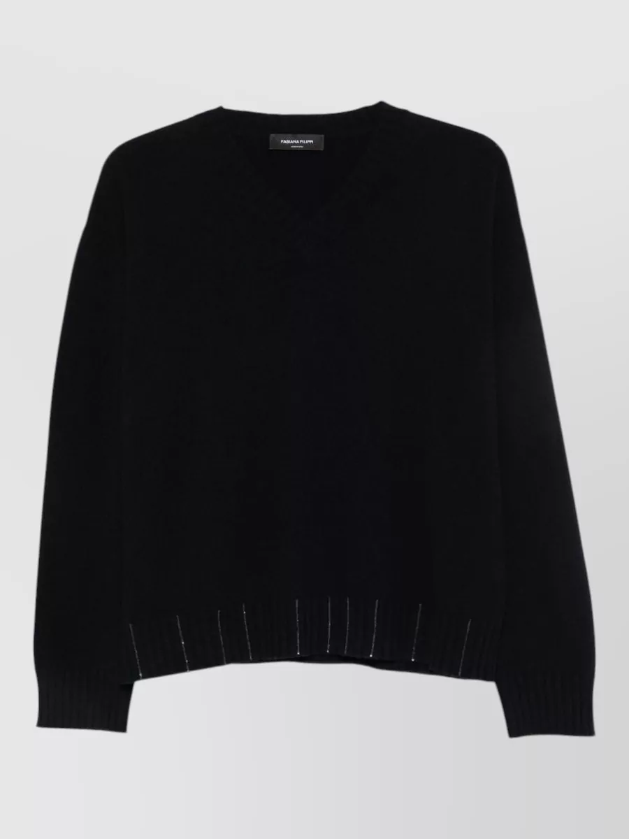 Fabiana Filippi Silk wool cashmere crewneck sweatshirt