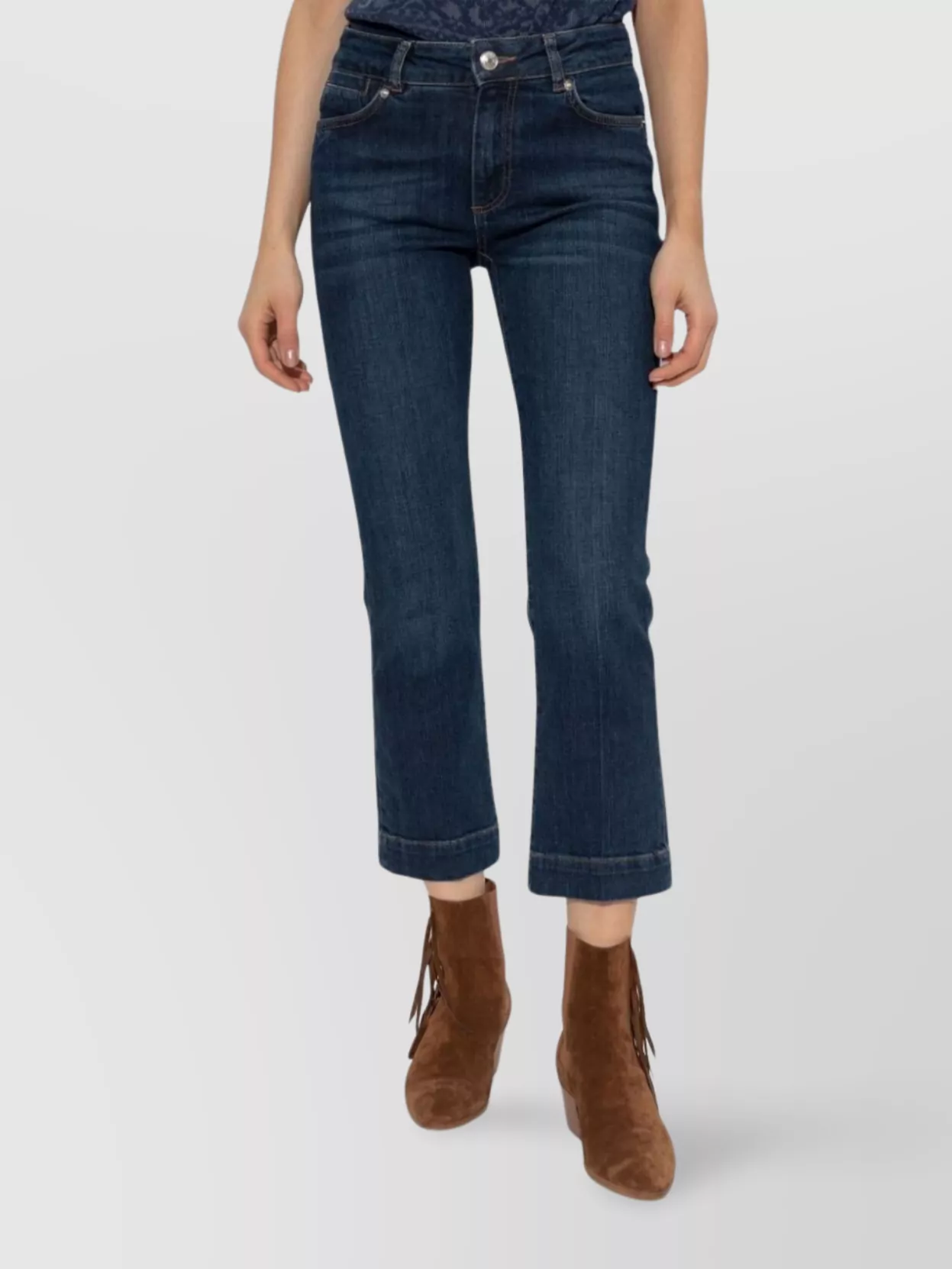 SPORTMAX CROPPED STRAIGHT TROUSERS CONTRAST STITCHING