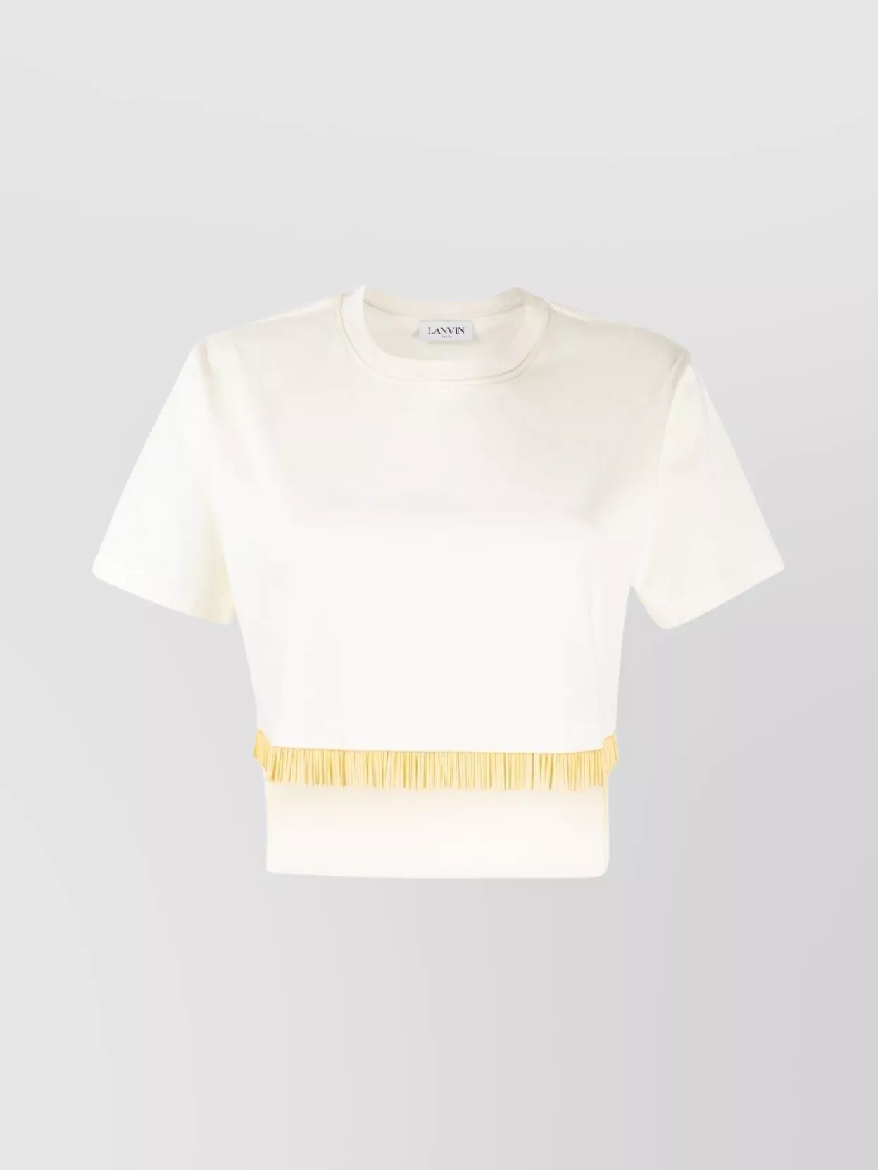 Shop Lanvin Cropped Fringed Tulle Sleeve In White