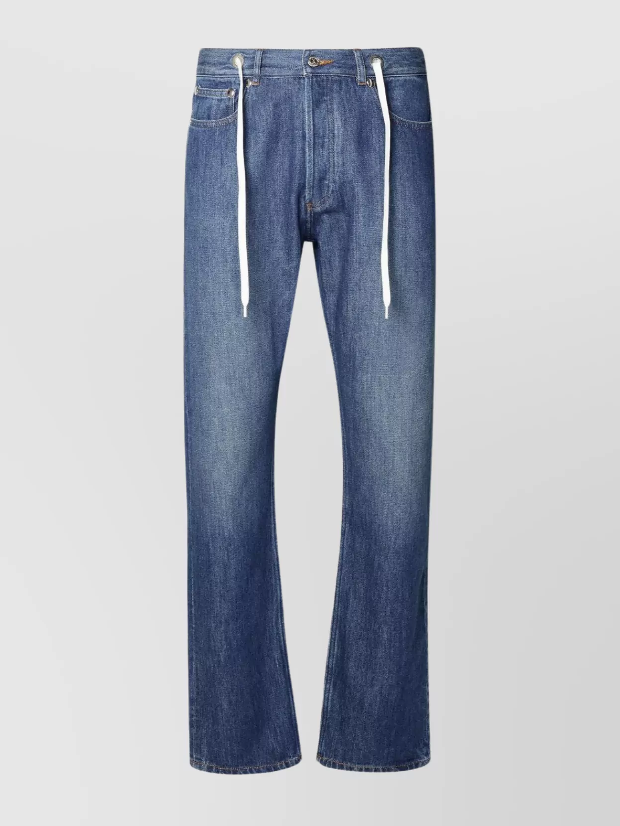 Shop Apc Cotton Jeans With Belt Loops And Drawstring Waist