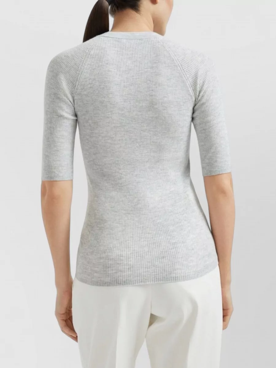 Brunello Cucinelli Cashmere Ribbed Slim-Fit 3/4-Sleeve Sweater