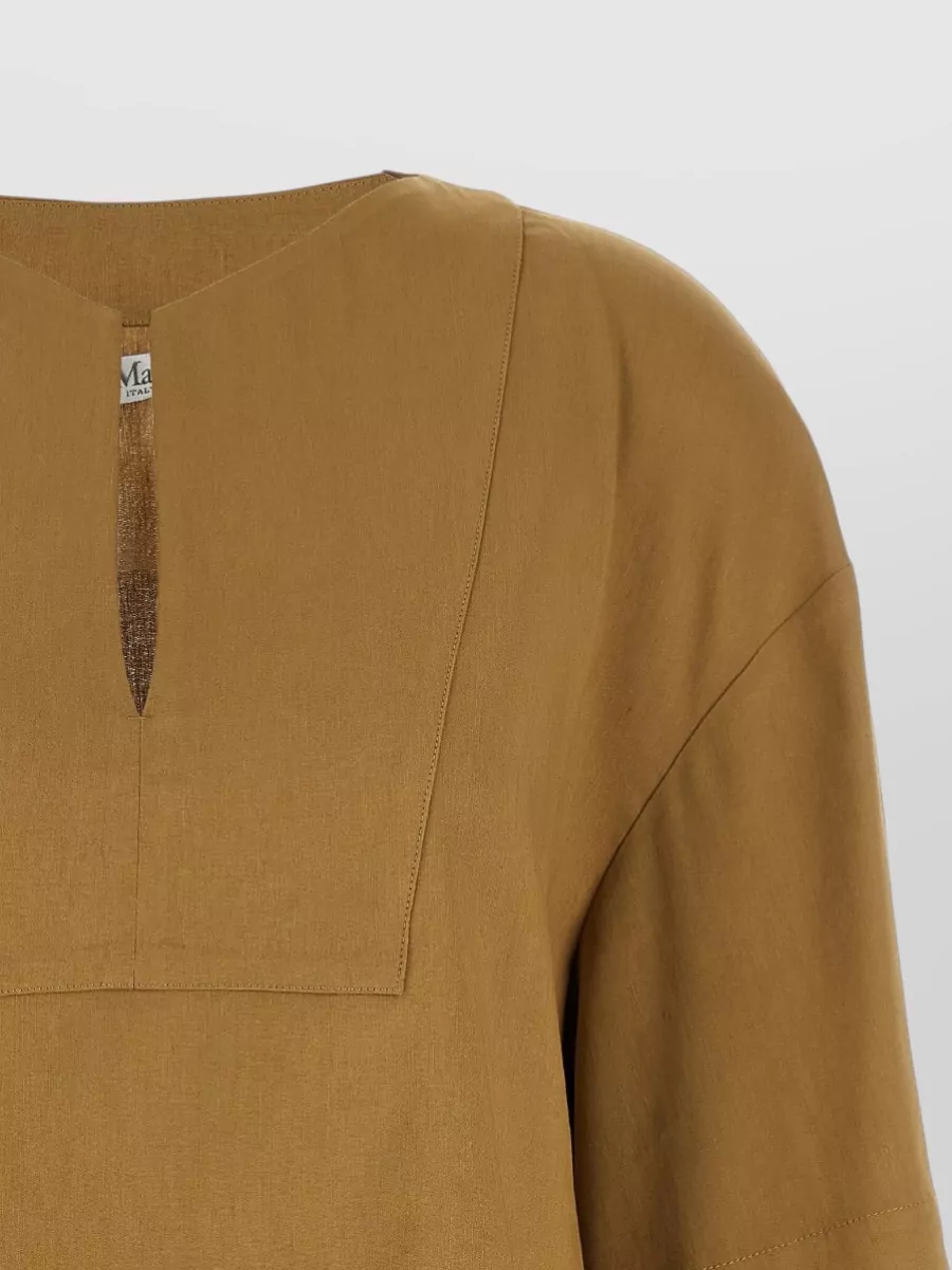 Max Mara Linen Boat Neck Cropped Blouse