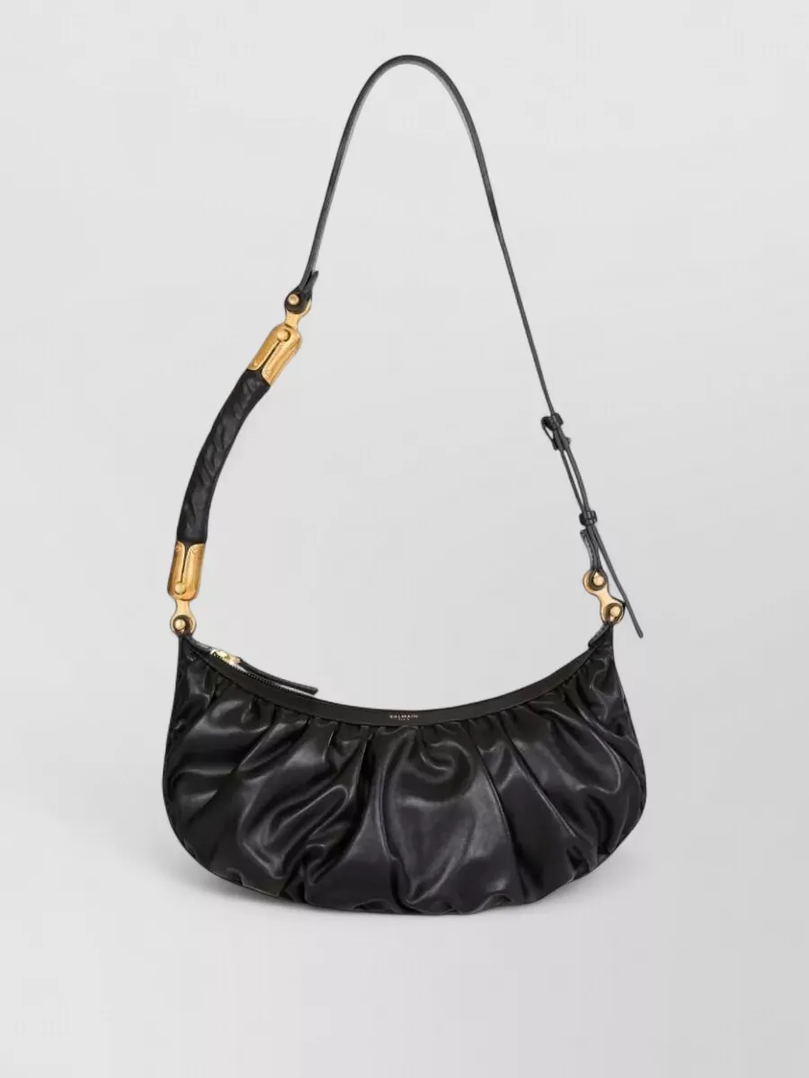 Balmain ebene leather shoulder bag