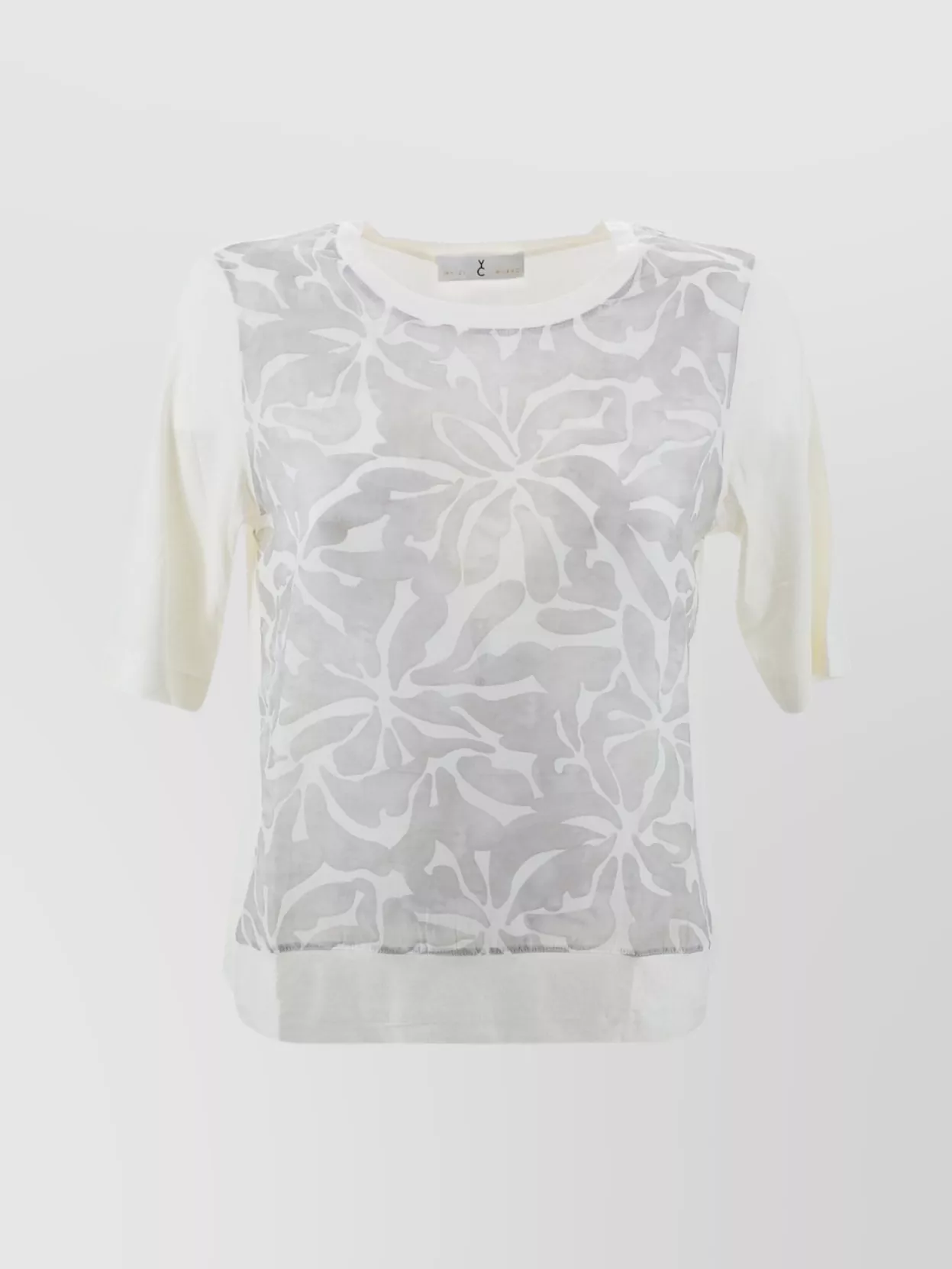 Shop Whyci Layered Cotton T-shirt Sheer Fabric