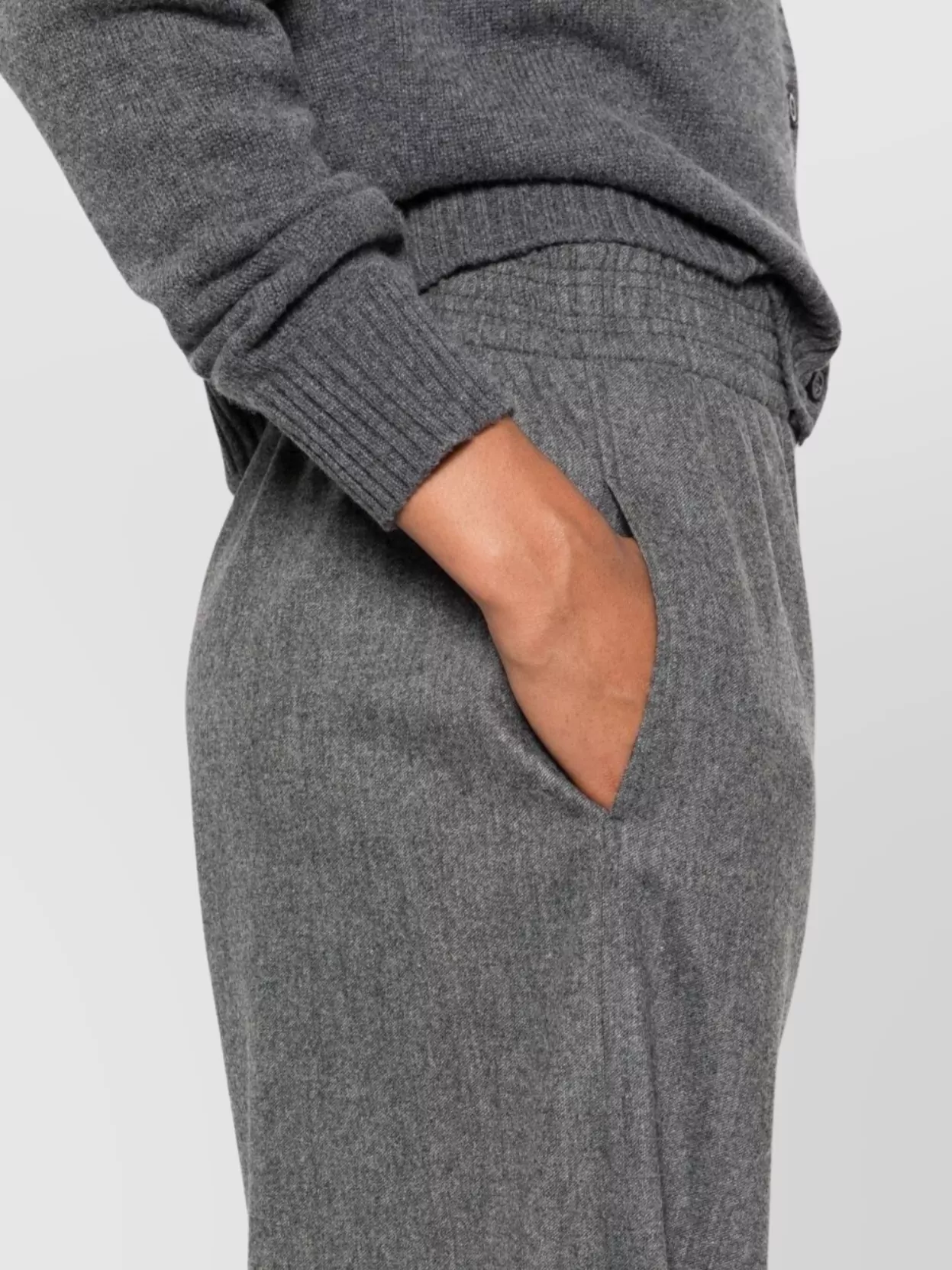 Fabiana Filippi Comfortable Wide-leg Trousers Elastic Waistband In Gray