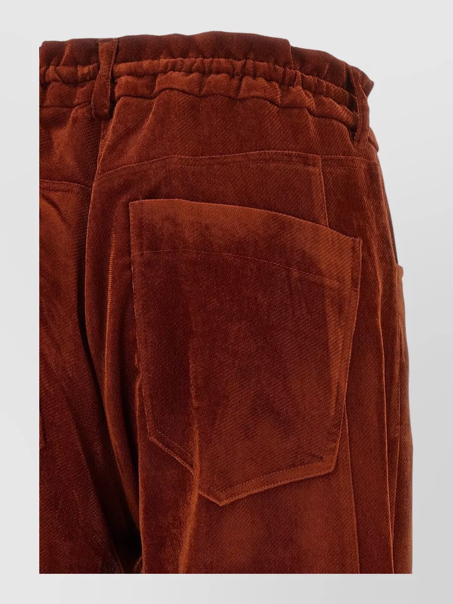 Nude Velvet Wide-Leg Pants