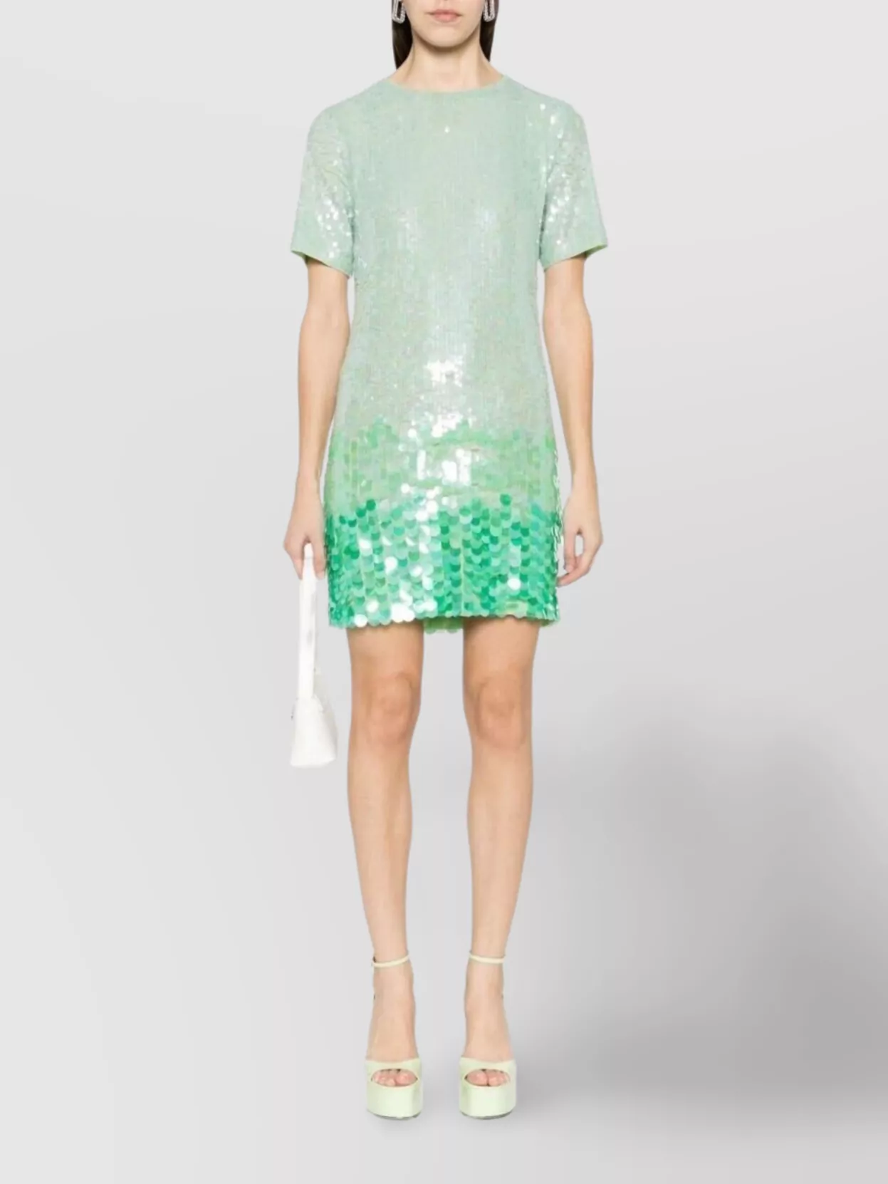 P.a.r.o.s.h Mini Dress With Sequin Embellishment And Straight Hem In Green