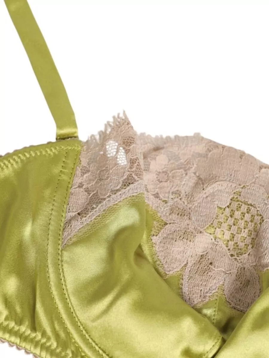 Dolce&Gabbana Silk Satin Lace Padded Balconette Bra