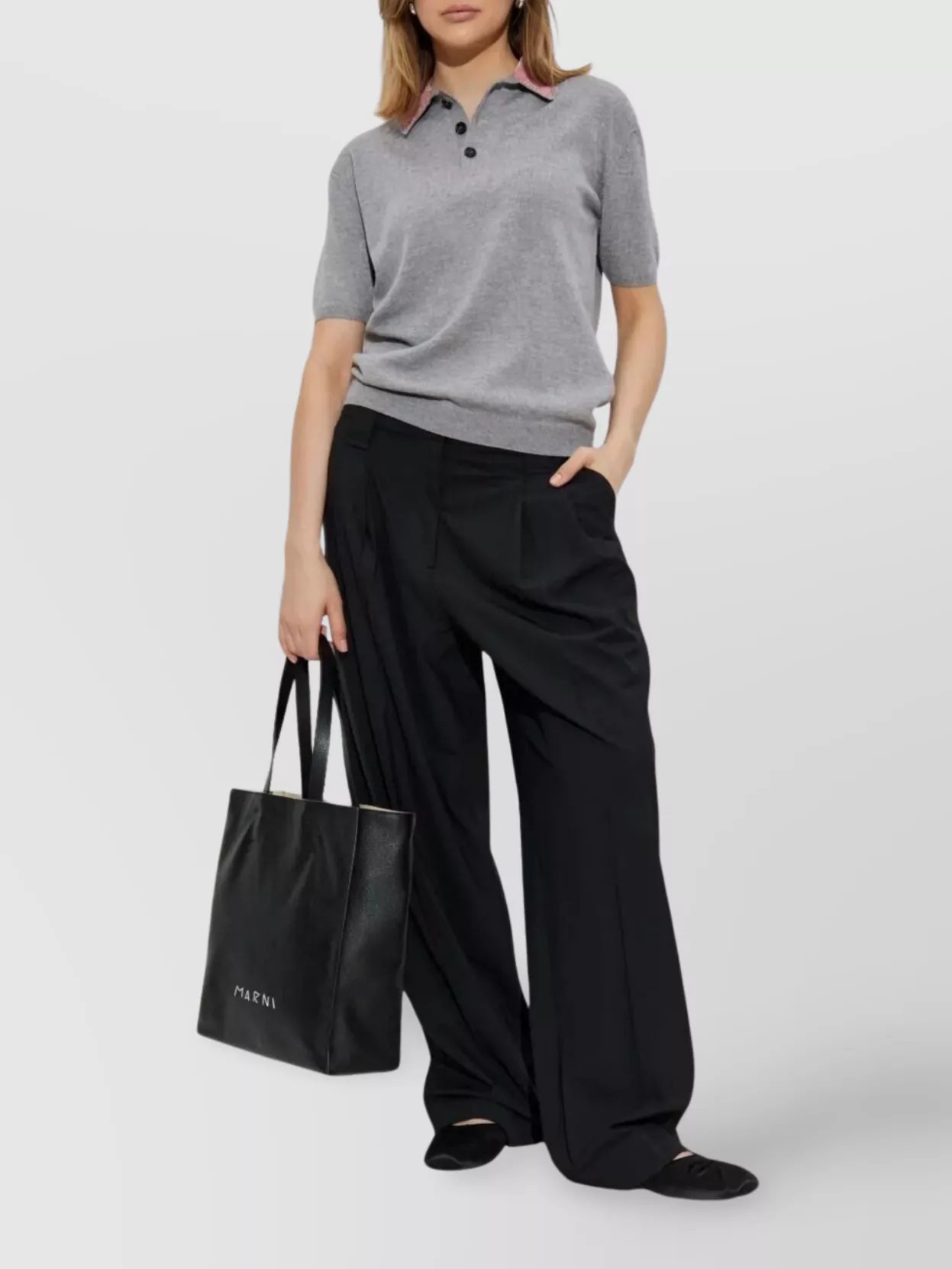 Marni Wool polo shirt velvet collar | The Fashion Square