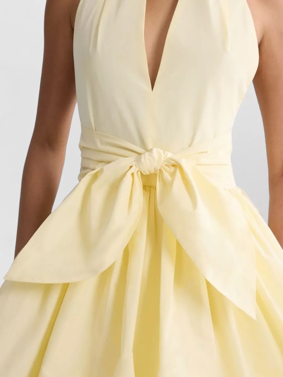 Patou Knee Length Halter Dress Bow Detail