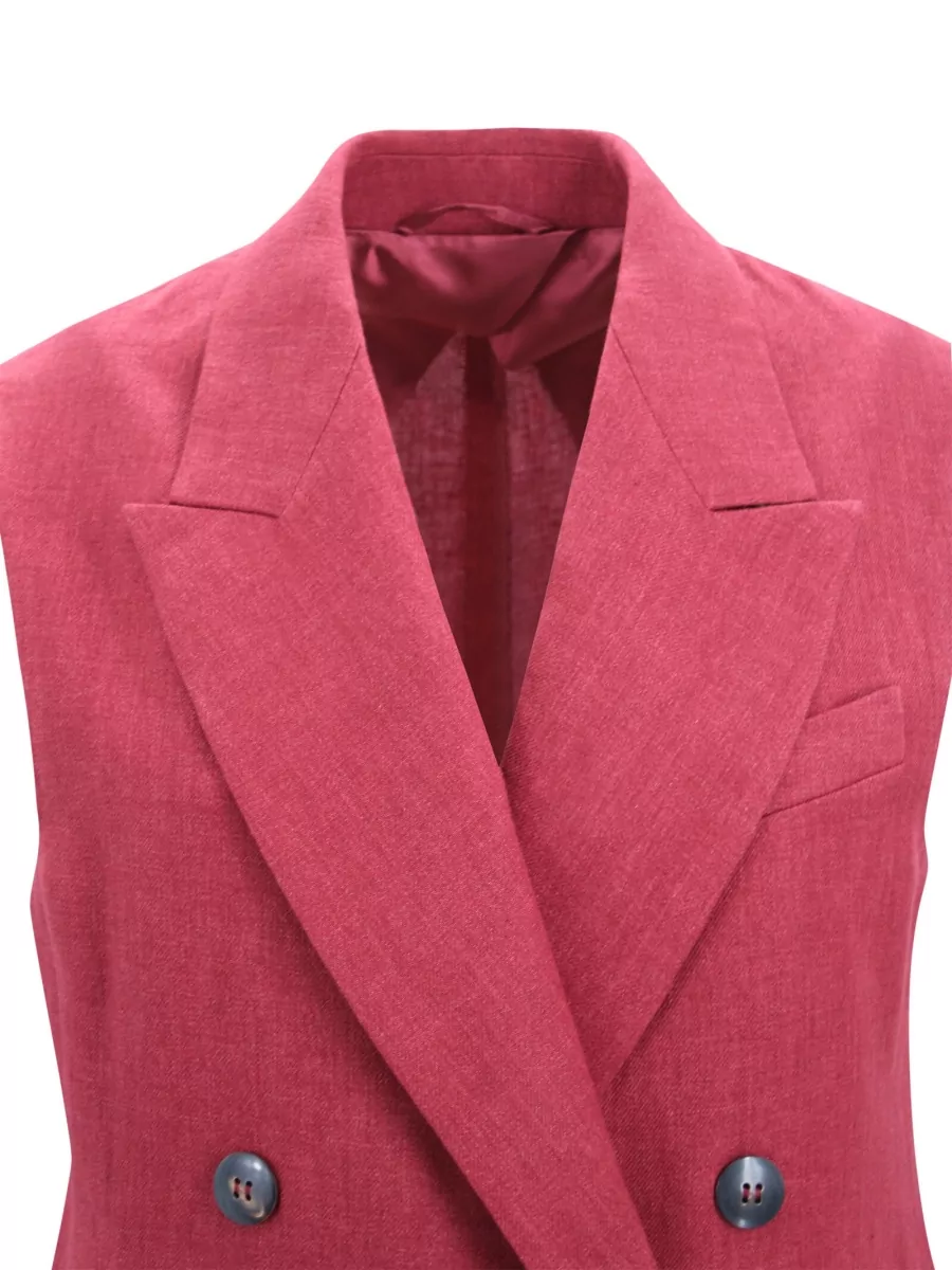 S Max Mara Linen Double-Breasted Waistcoat