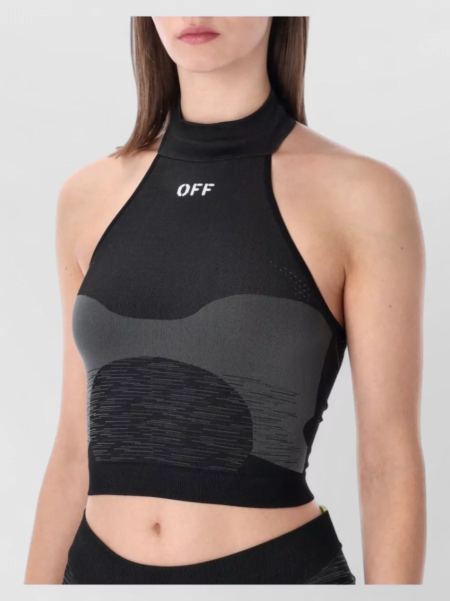 Off-White Stretch-Knit Halterneck Sleeveless Top