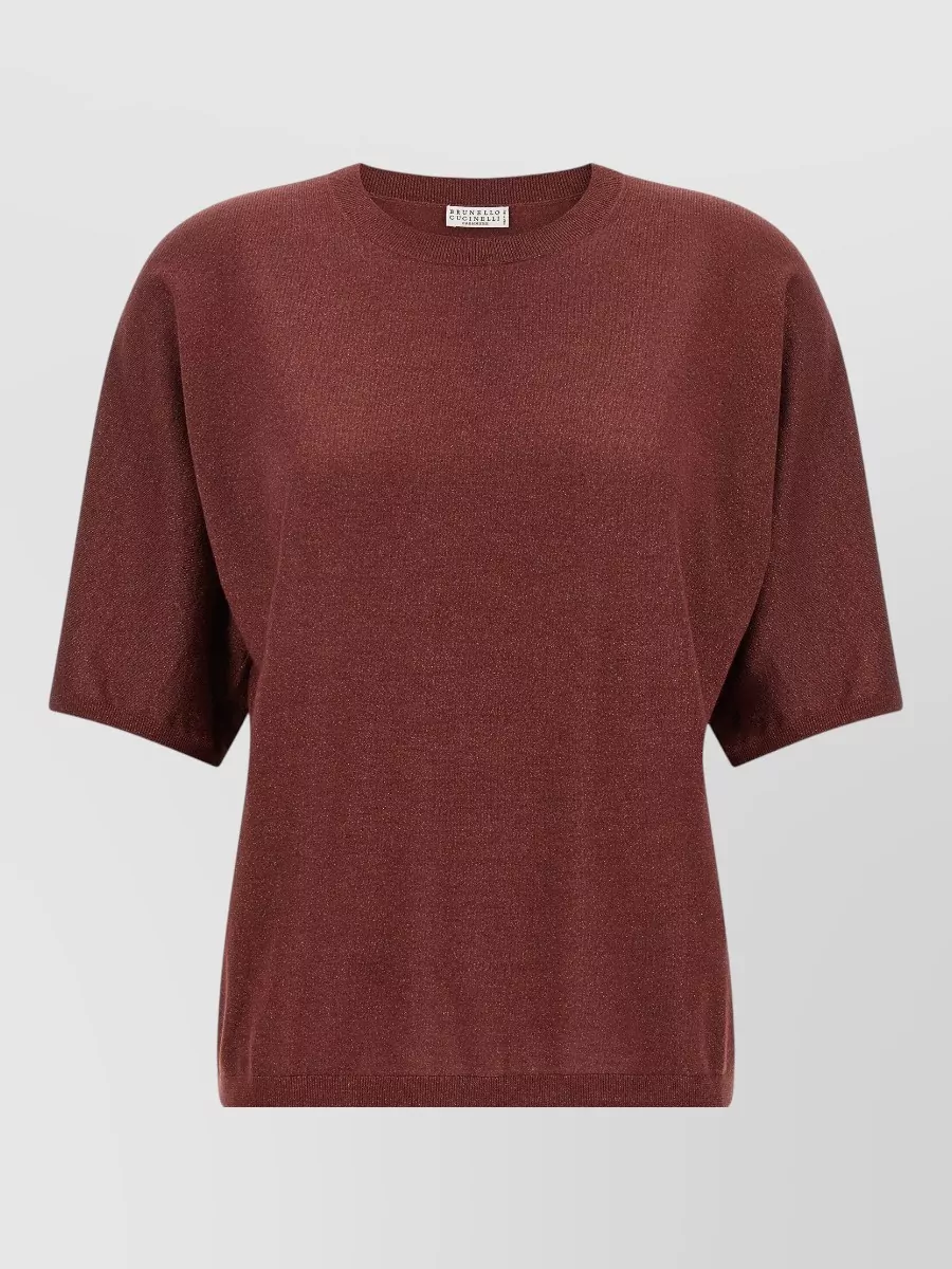 Brunello Cucinelli Cashmere silk fine-knit crew-neck short-sleeve sweater