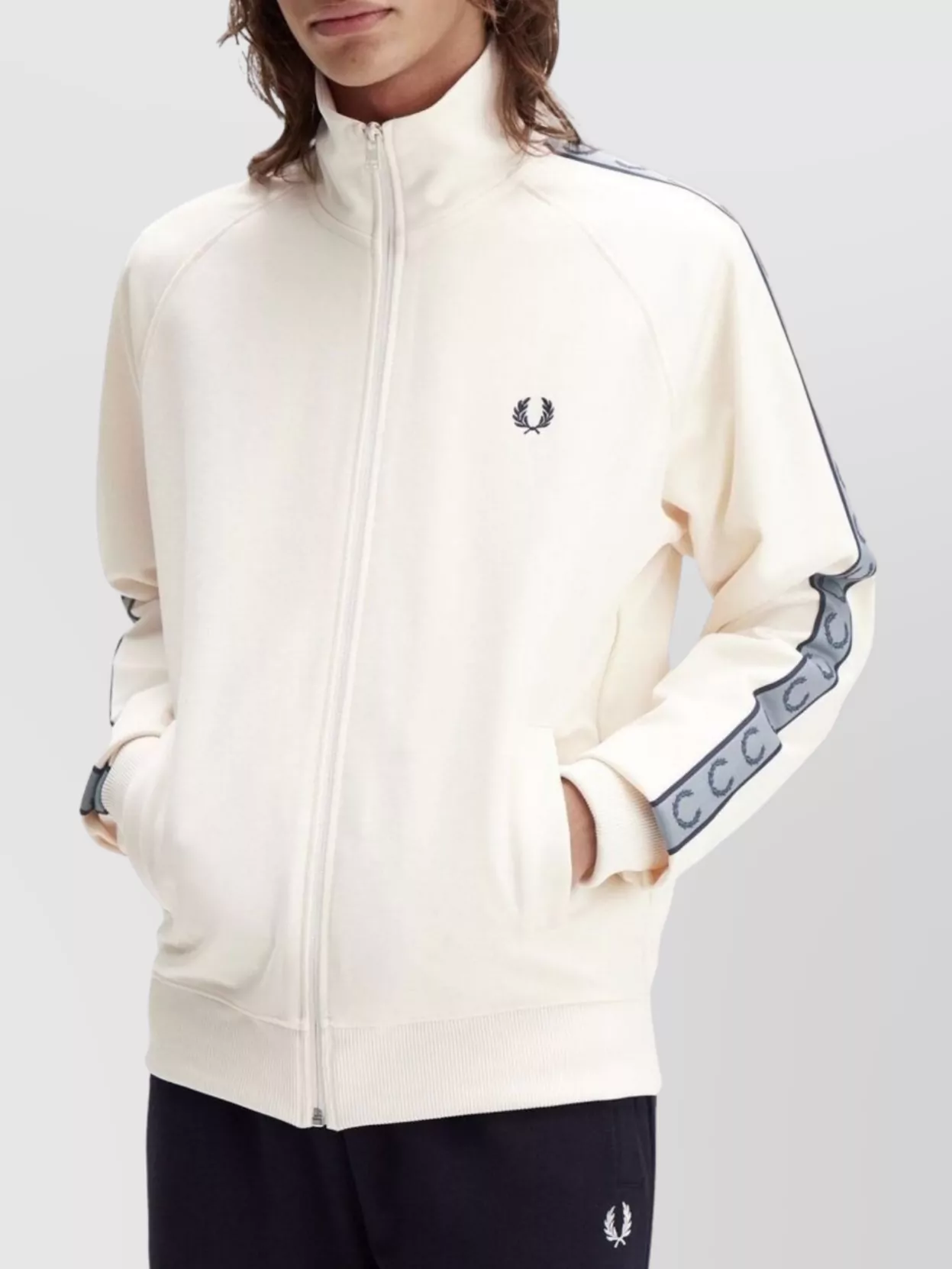Fred Perry High Collar Jacket With Ribbed Cuffs And Hem