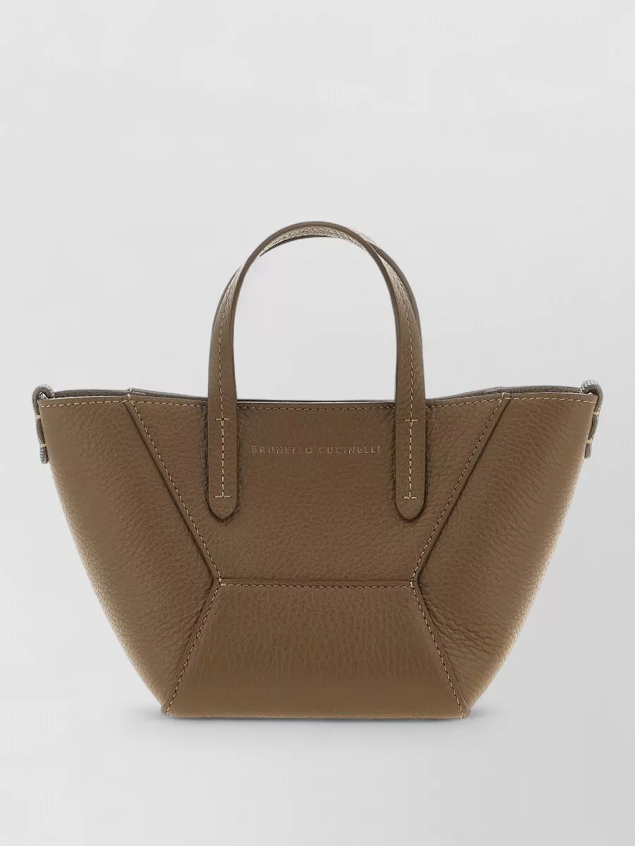 Brunello Cucinelli Mini Hammered Leather Handbag