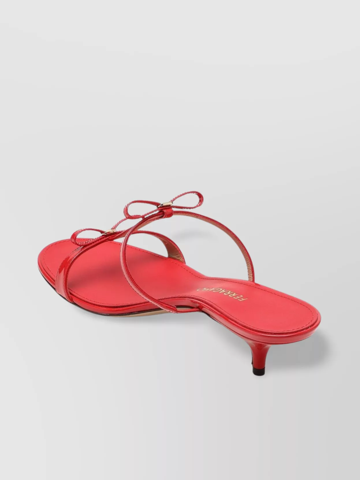 Ferragamo Bow Detail Kitten Heel Open Toe Mules