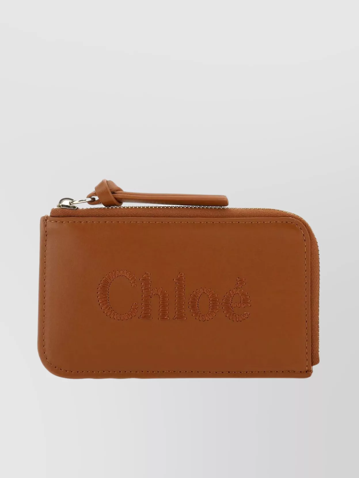 Shop Chloé Leather Card Holder In Rectangular Shape In Brown