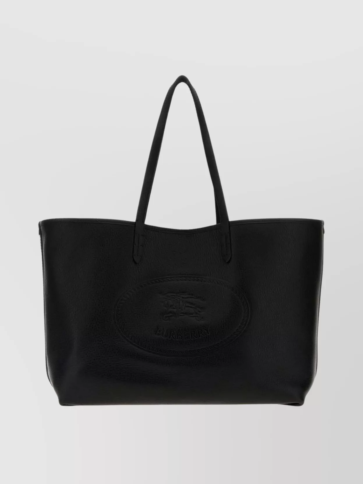 Burberry Medium Highlands Leather Shopping Shoulder Bag In Black