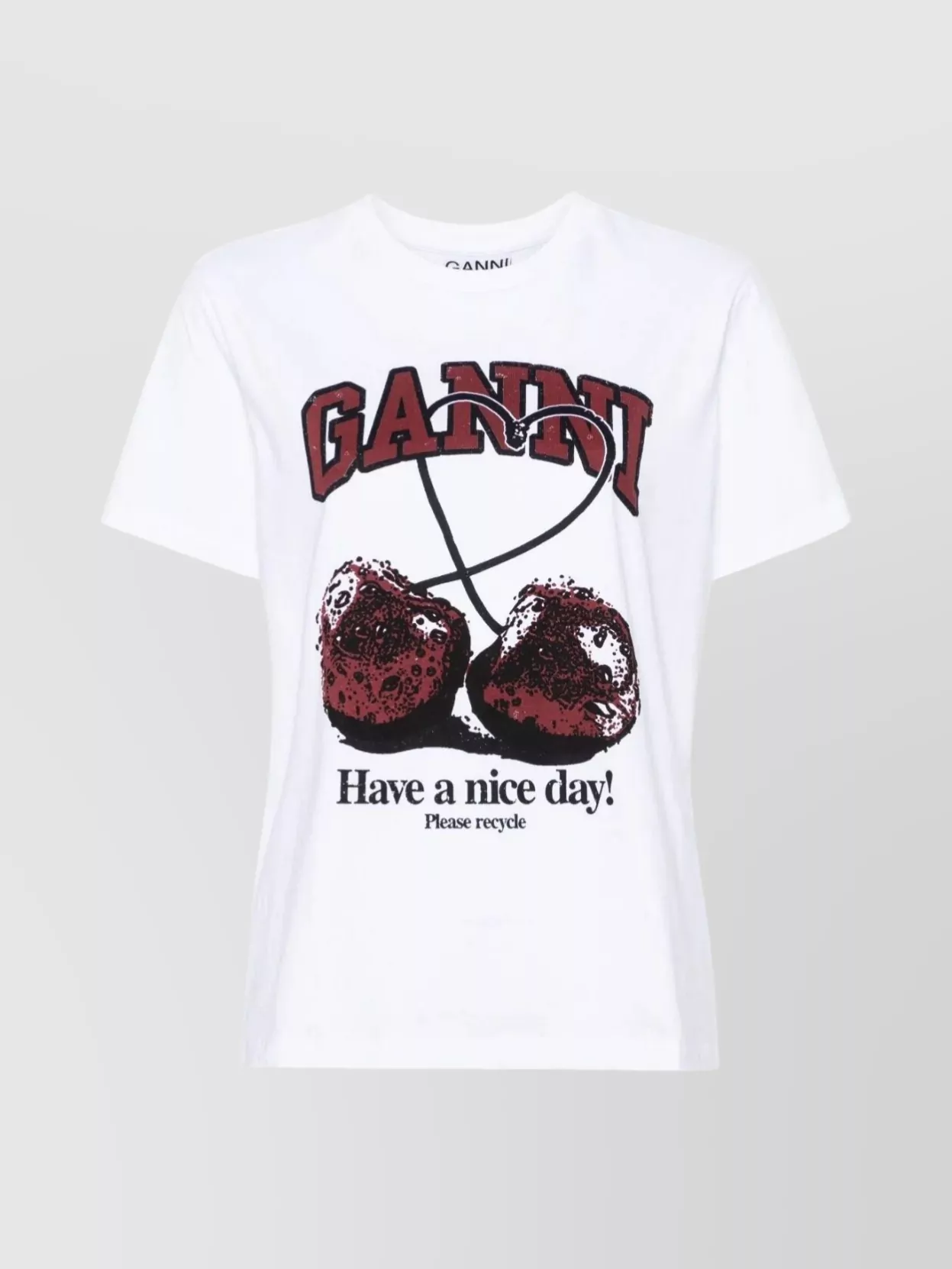 Shop Ganni Graphic Print Cherry T-shirt