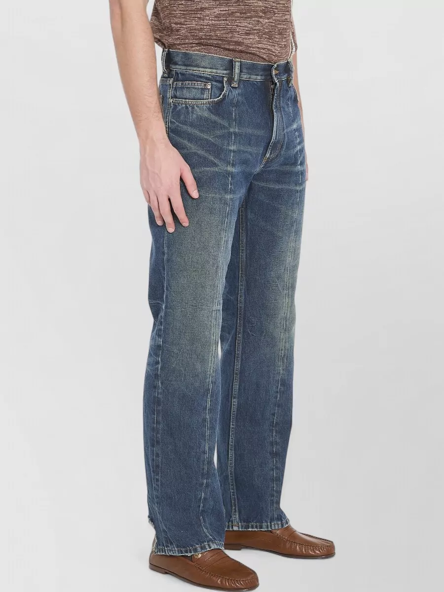 Versace Denim distressed mid-rise straight-leg jeans