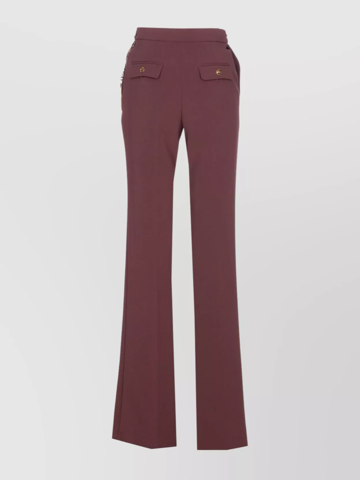 Elisabetta Franchi Regular Fit Trousers With Belt Chain And Pockets In Brown