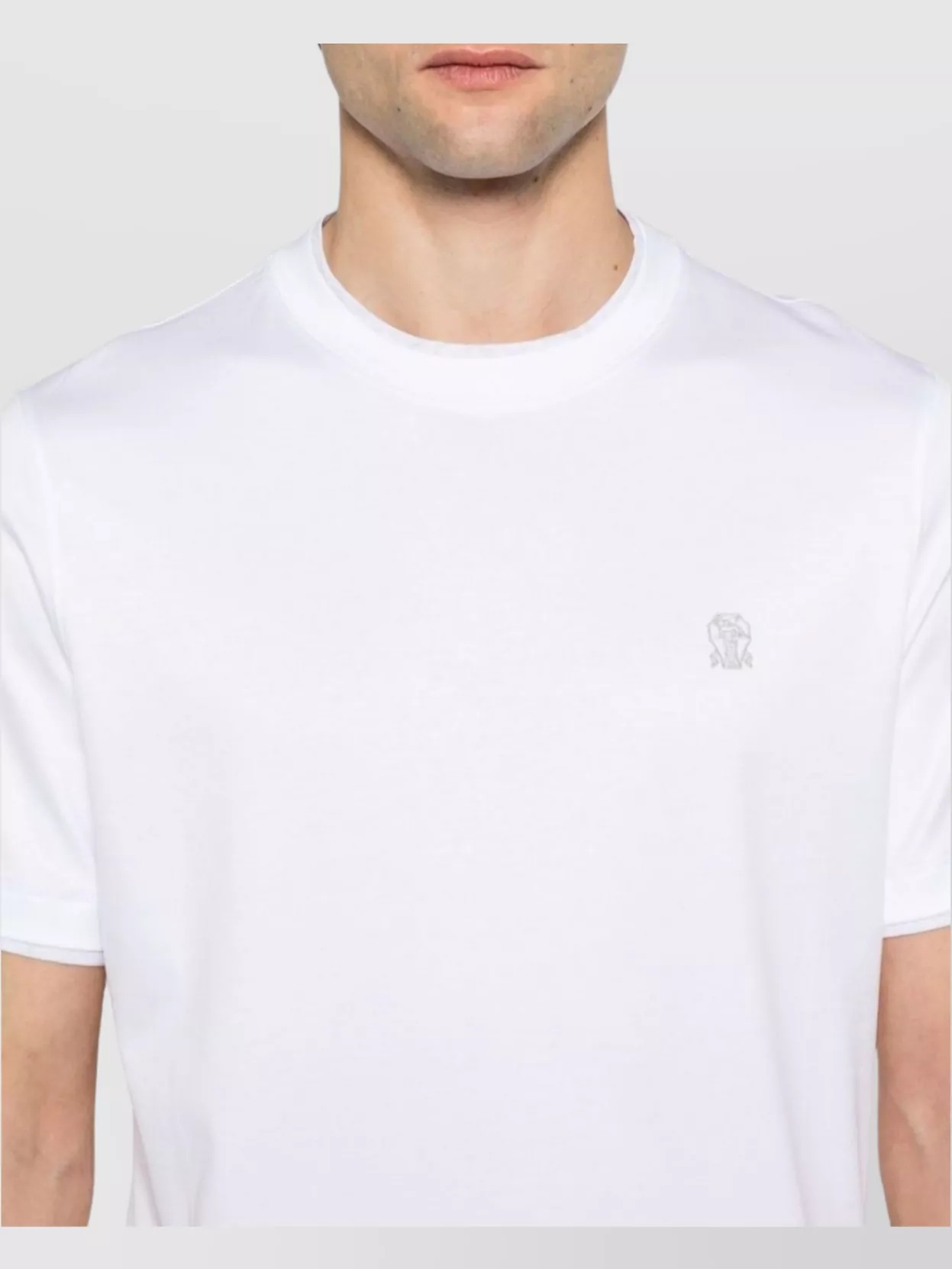 Brunello Cucinelli Men Cotton Jersey Crew-neck T-shirt With Logo And Faux-layering