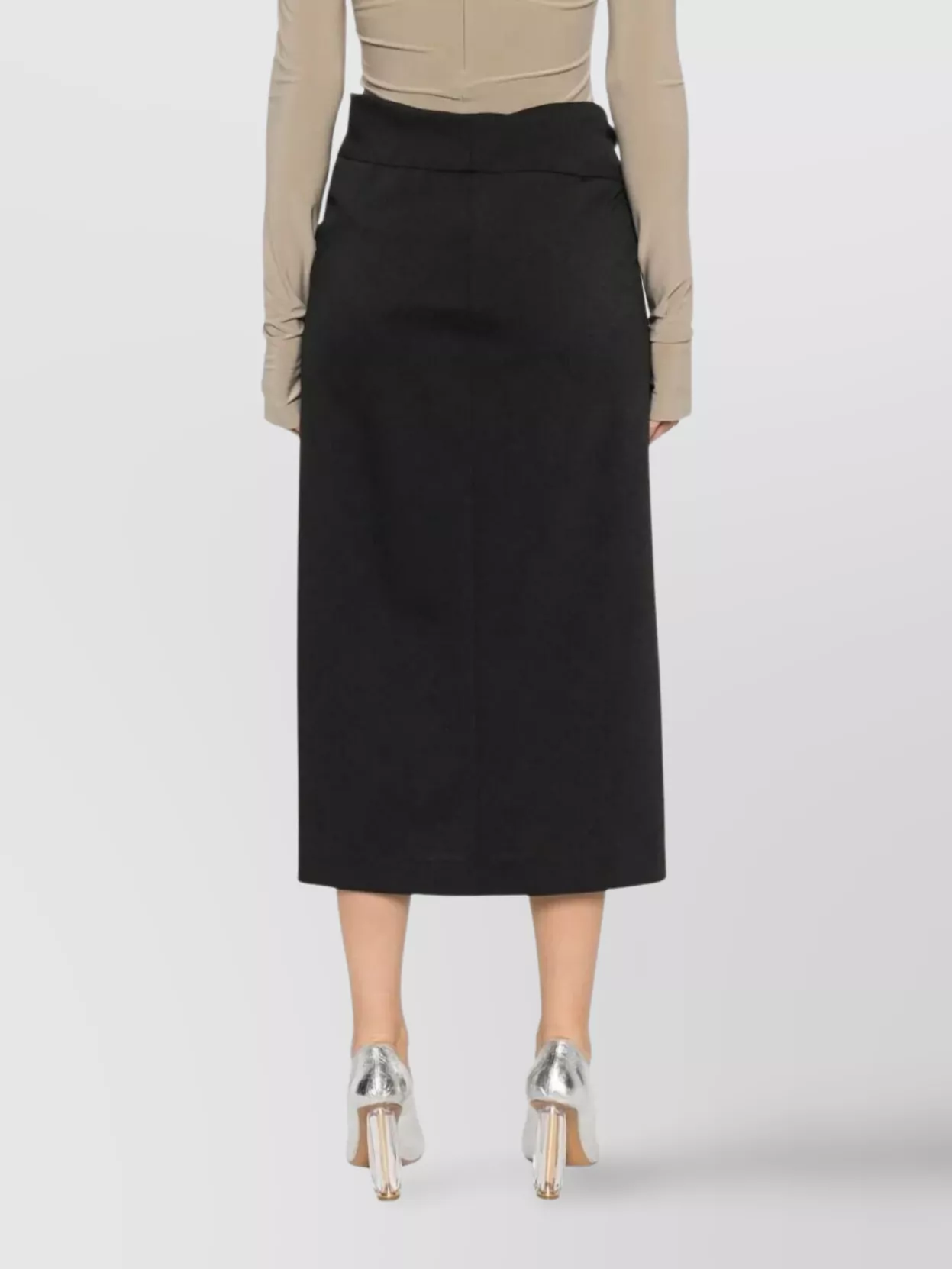 Alberta Ferretti Draped Wrap Midi Skirt With Button Detail In Black