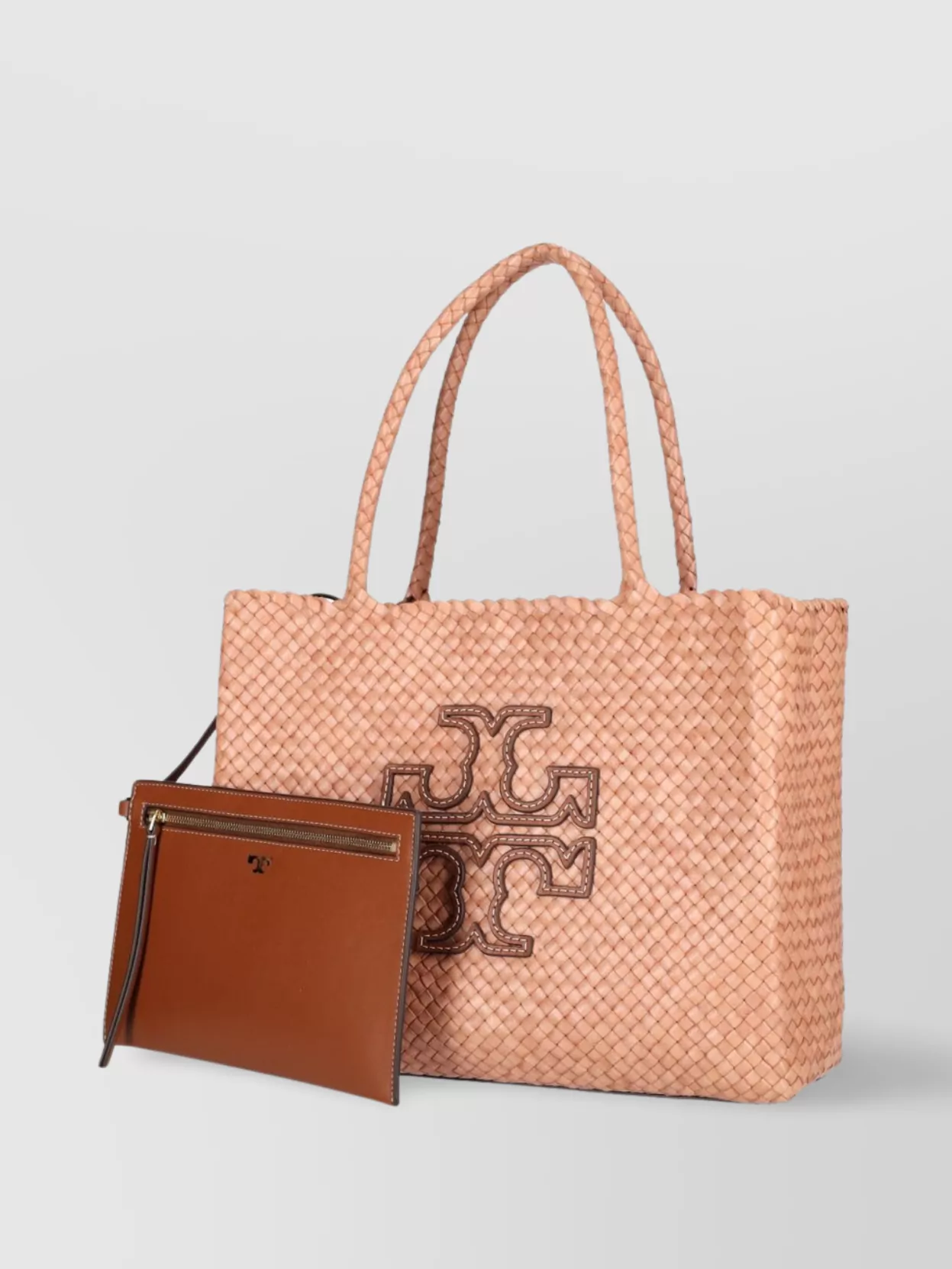 TORY BURCH SHOPPER TOTE BAG WITH DUAL HANDLES AND WOVEN TEXTURE