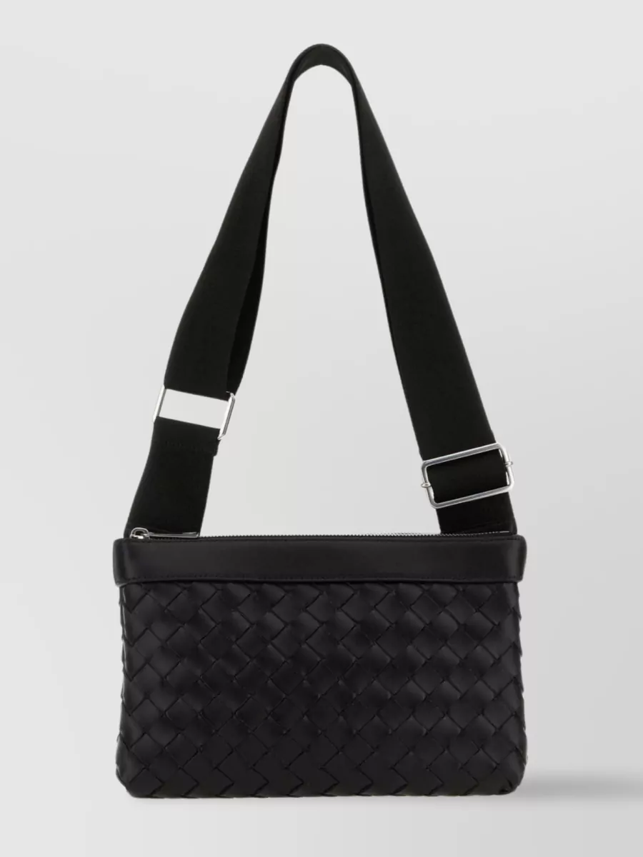Shop Bottega Veneta Leather Weave Shoulder Bag In Black