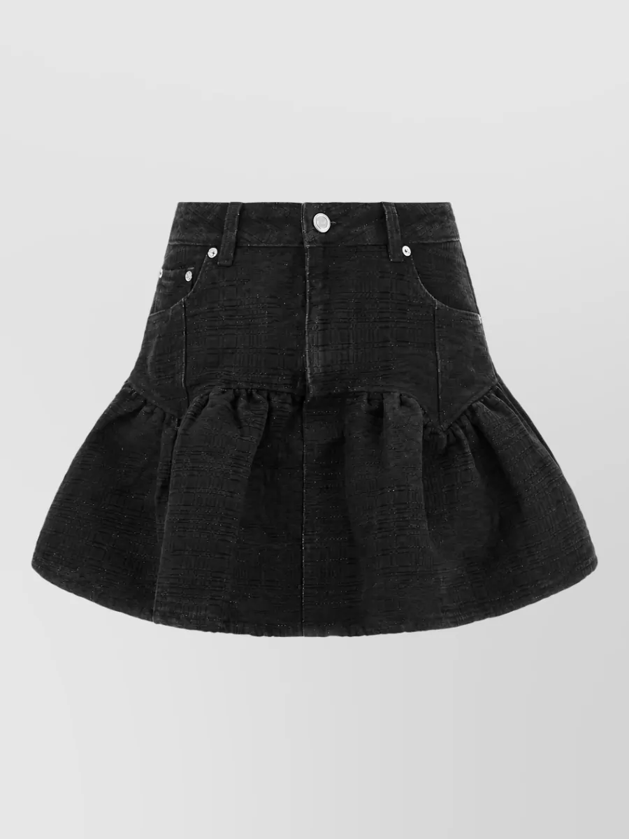 Ganni Lurex denim mini skirt