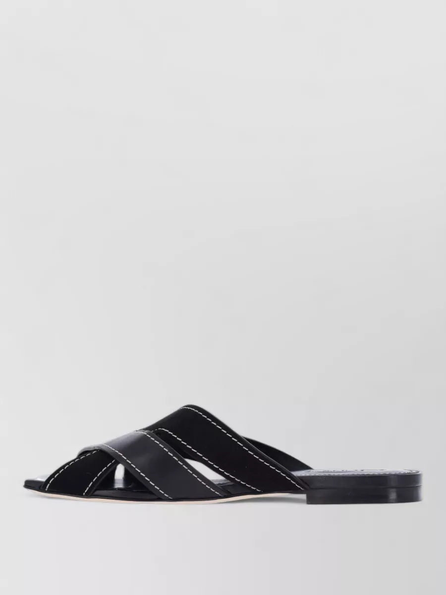 Tod's Sandals Open Toe Flat Sole Cross Strap