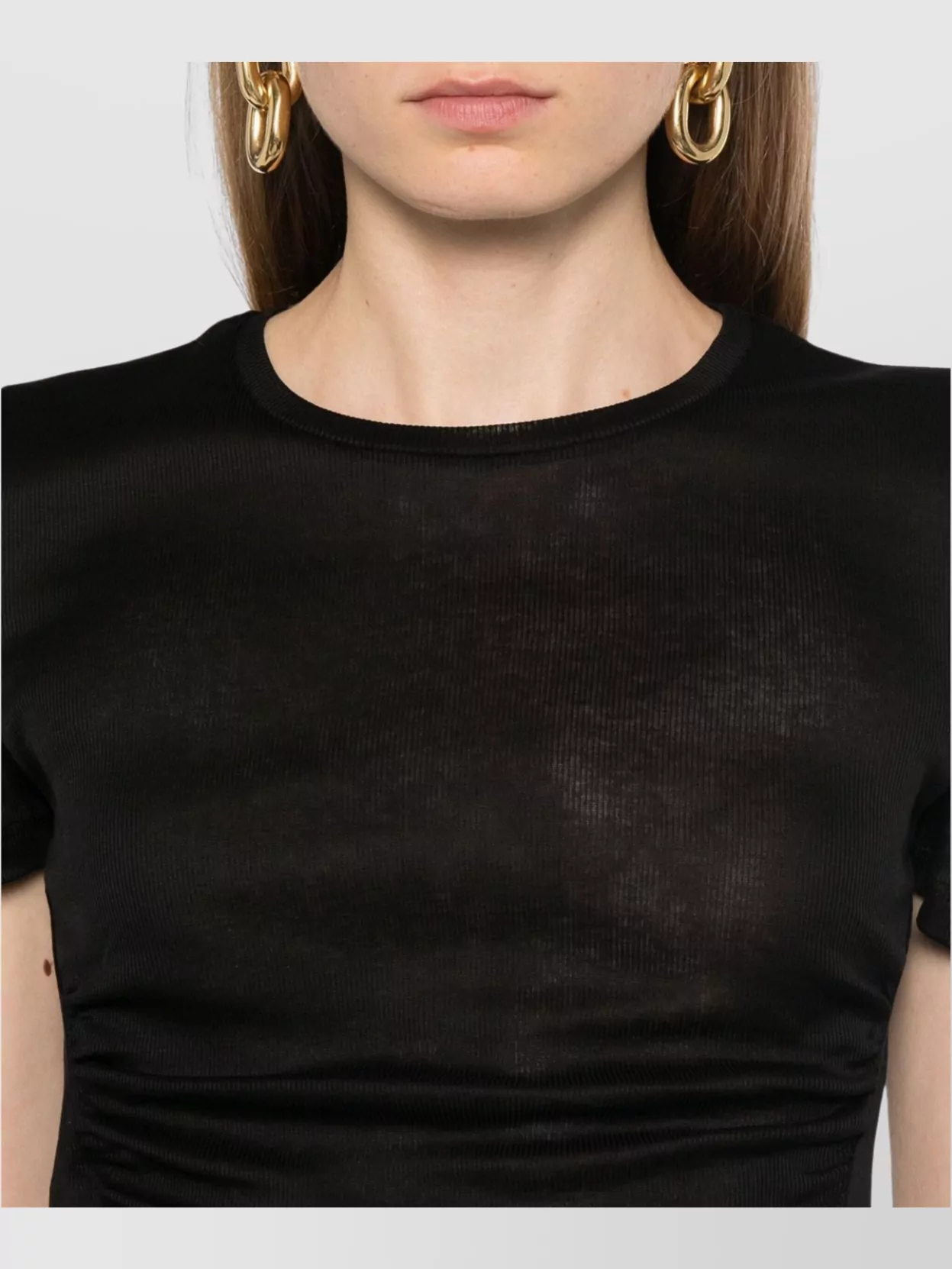 Pinko Ruched-Detailing T-Shirt Curved Hem