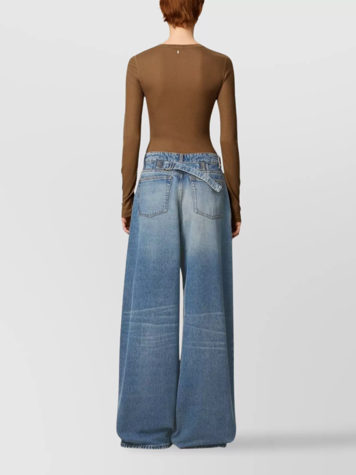 Ami Paris Wide Leg Denim Trousers Featuring Pockets
