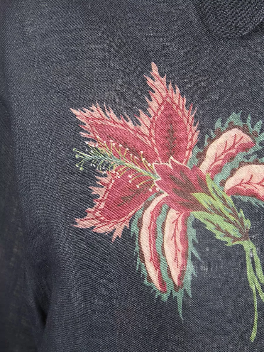 Valentino Garavani Floral-Print Linen Short-Sleeve Relaxed-Fit Shirt