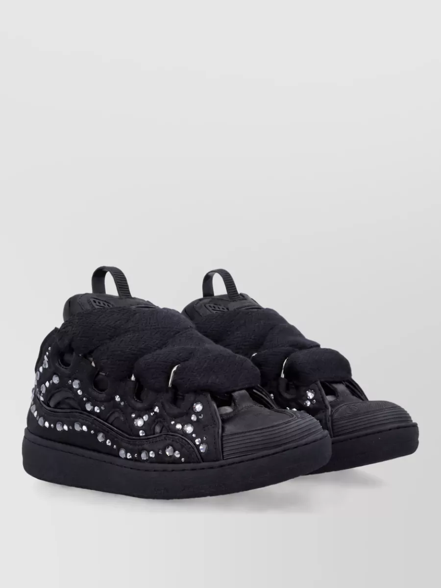 Lanvin Satin Crystal Embellished Low-Top Sneakers