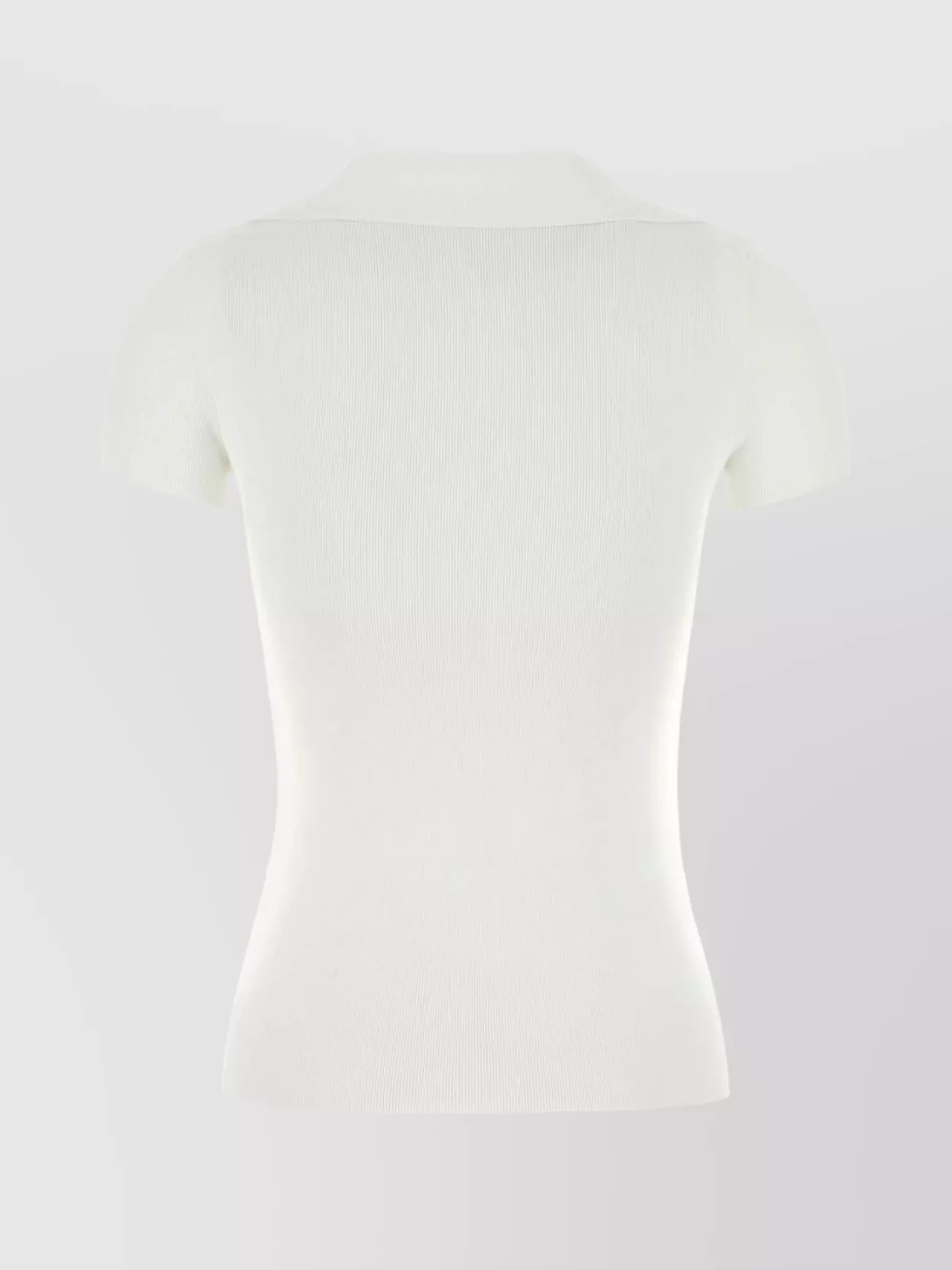 Balenciaga Collared Neck Ribbed Texture Short Sleeves Polo In White