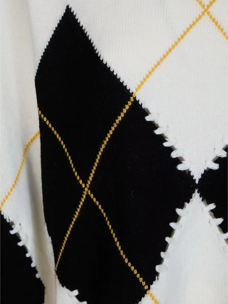 Pinko Wool Cashmere Argyle Crewneck Sweater