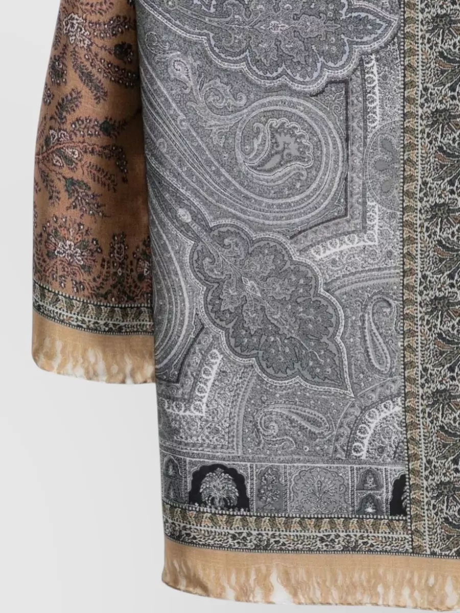 Pierre Louise Mascia Molare Large Scarf Paisley Fringed Edges