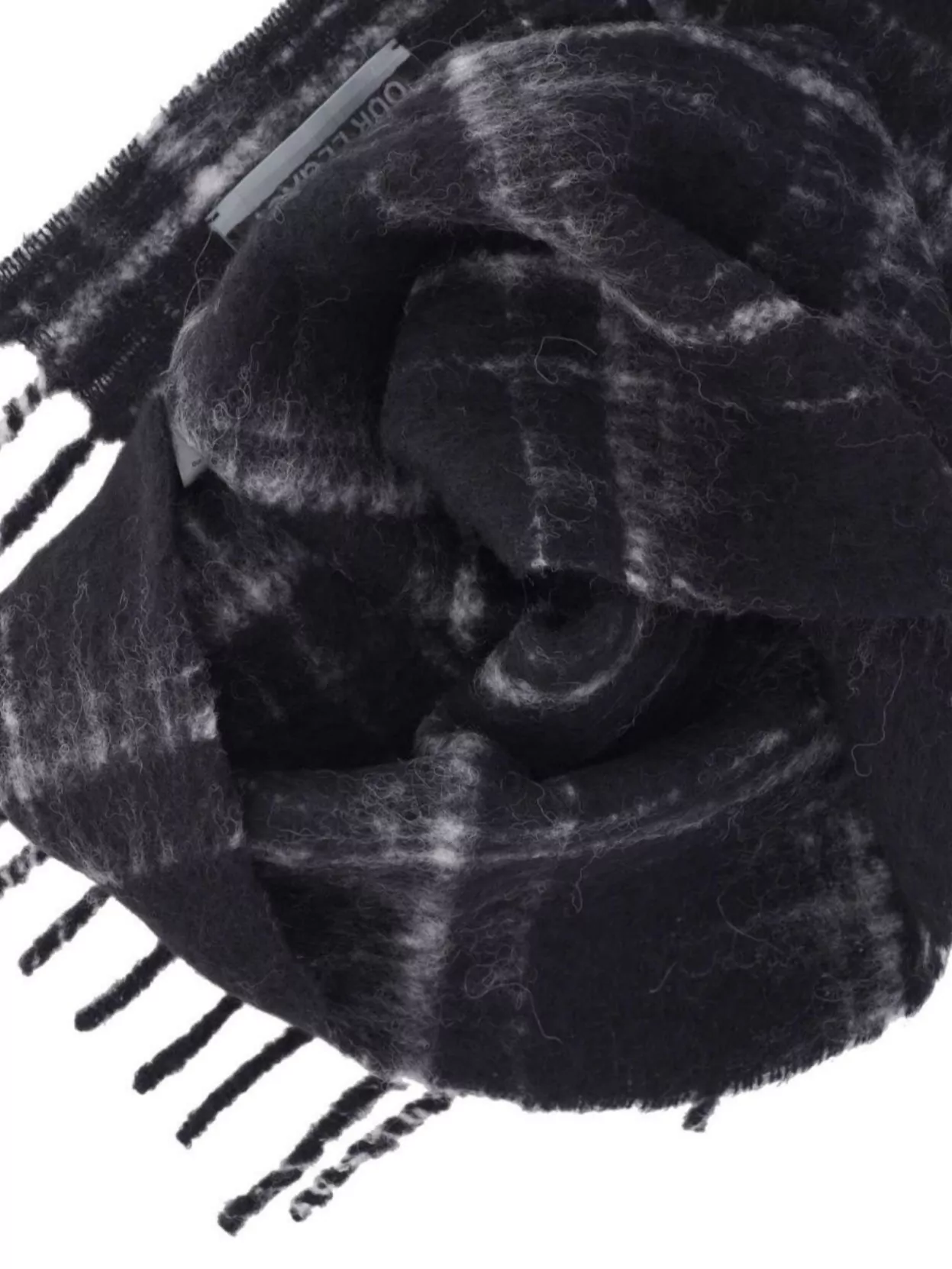 Our Legacy Fringed Plaid Scarf Soft Texture In Black