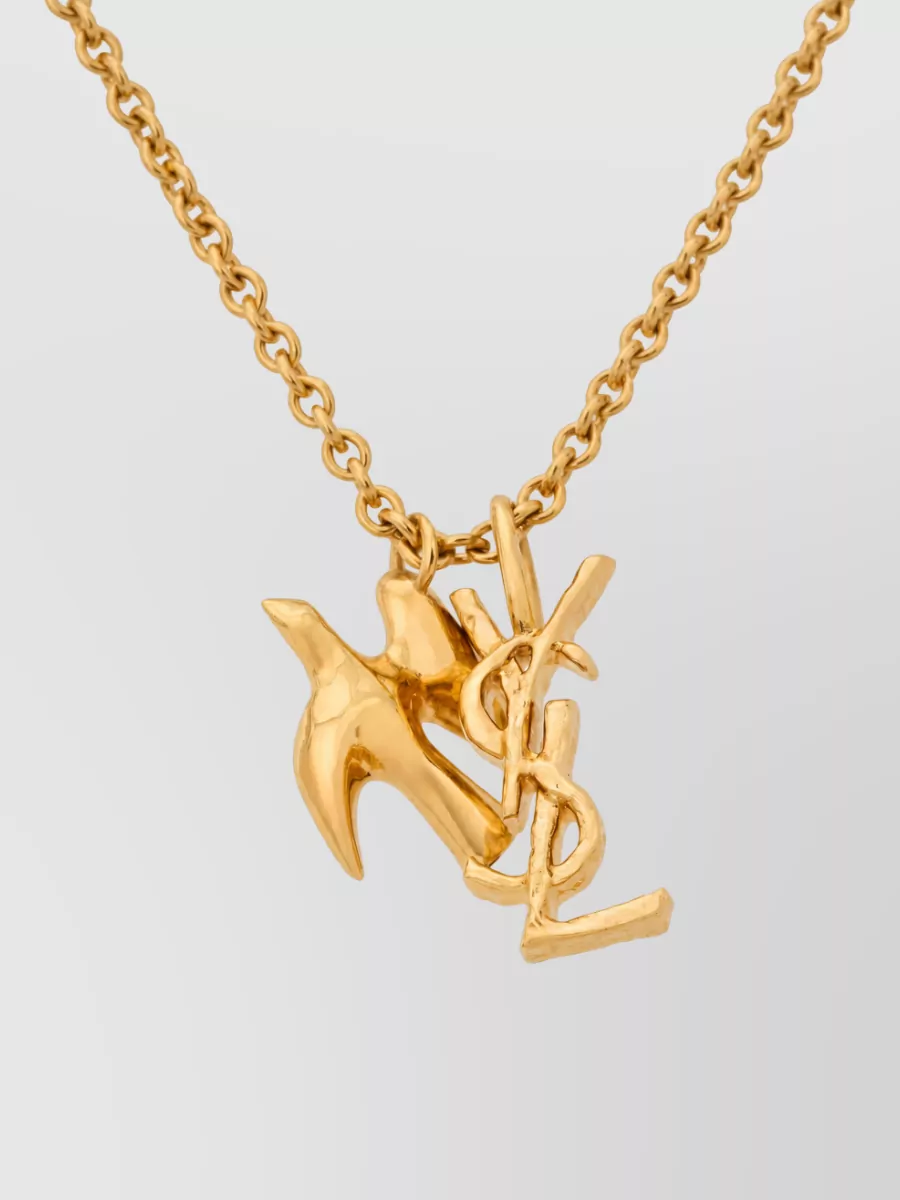 Saint Laurent brass pendant necklace
