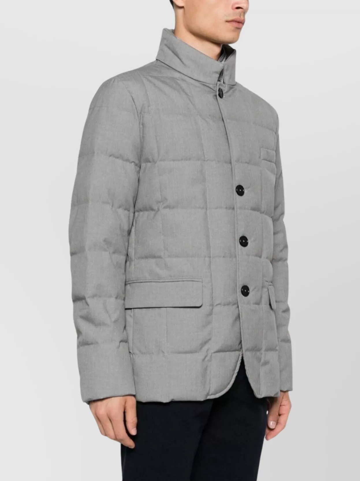Fay Layered Design Puffer Jacket In Grey