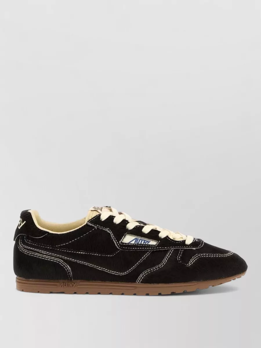 Autry calf hair leather lace-up sneakers