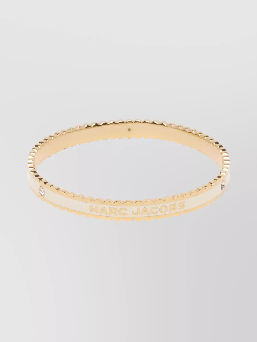 Shop Marc Jacobs The Medallion Scalloped Crystal Bangle In White