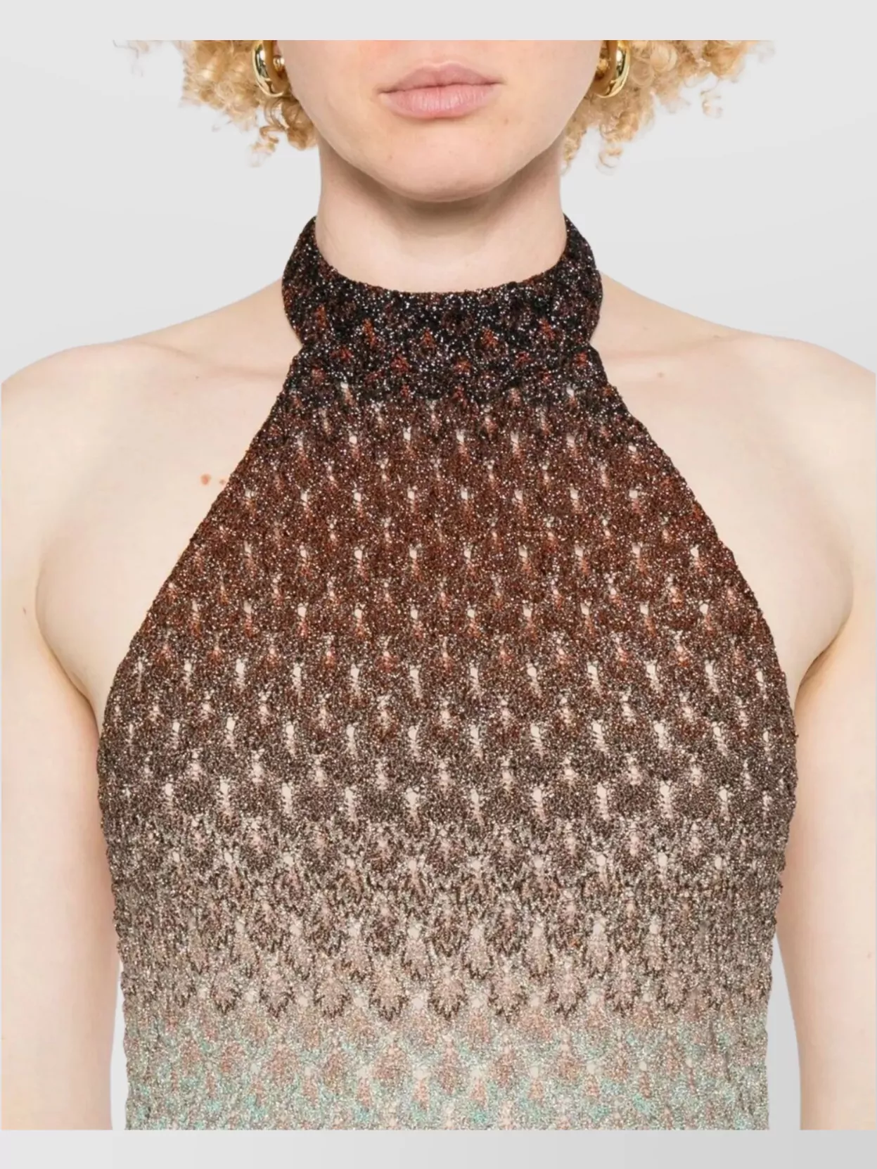 Missoni Multicolor Sleeveless Dress With Halterneck And Faded Effect In Viscose Blend Woman