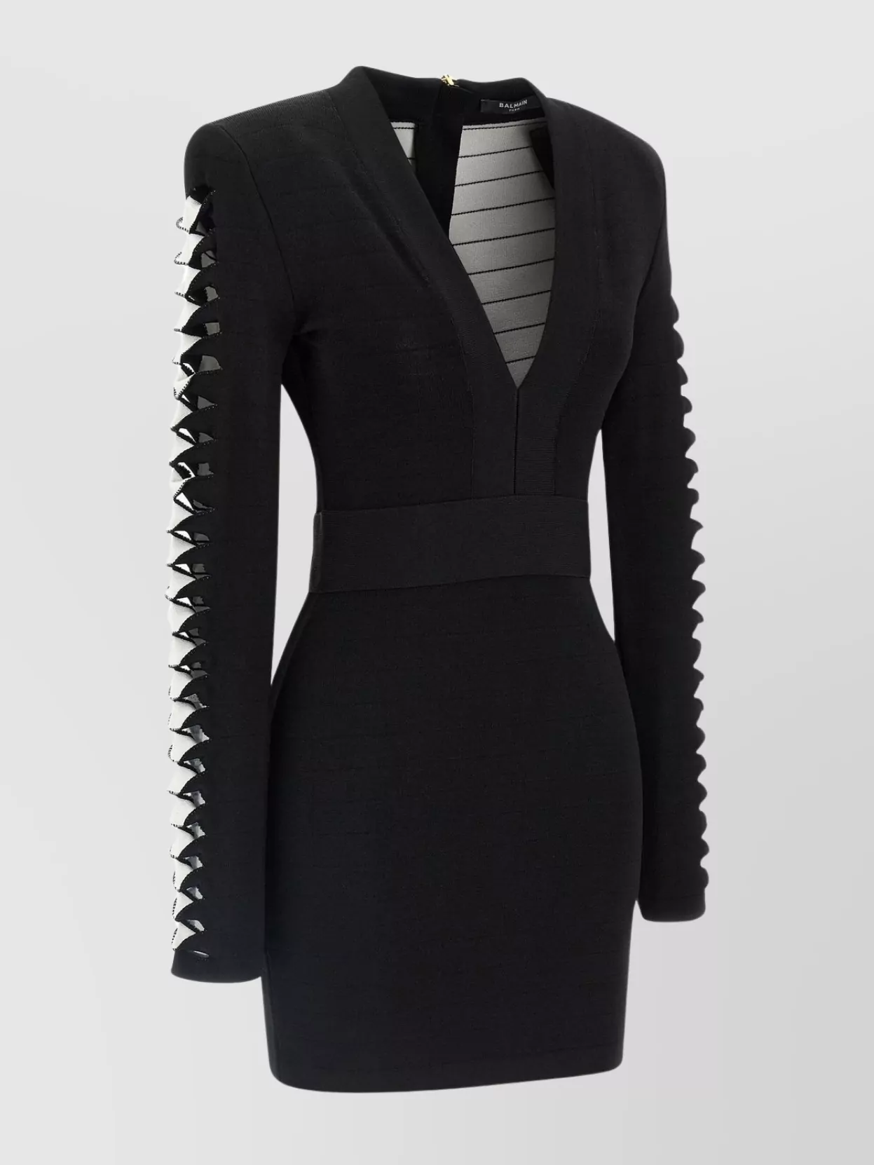 Balmain V-Neckline Dress With Fitted Waist And Sleeves