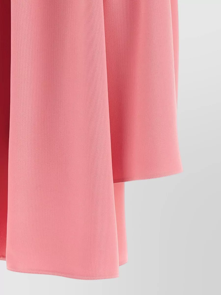 Valentino Garavani Silk Pleated High Neck Long Sleeve Midi Dress