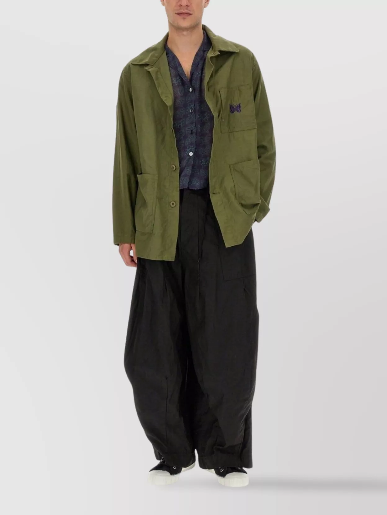 NEEDLES OVERSIZE SHIRT LOGO EMBROIDERY 