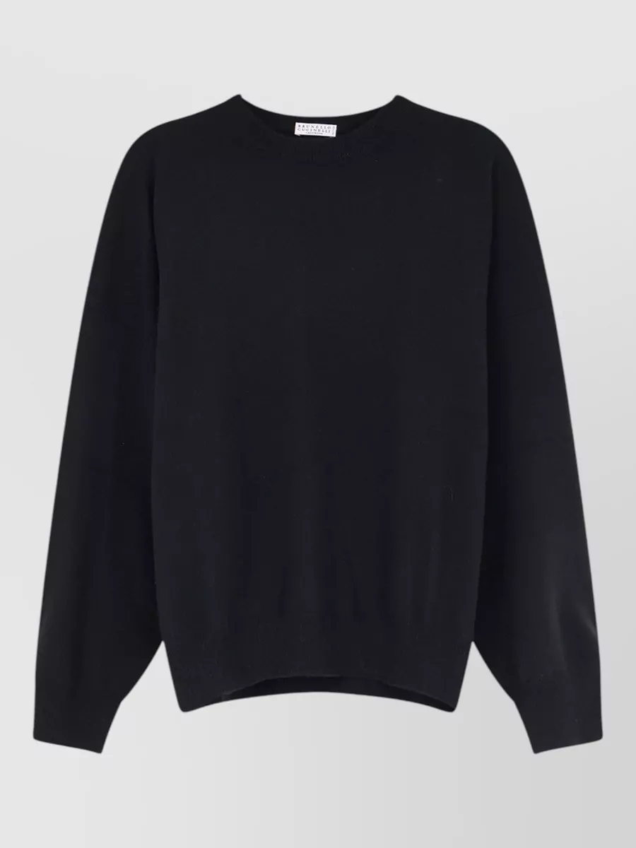Brunello Cucinelli cashmere ribbed crew neck long-sleeve sweatshirt